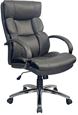 byLIVING Chefsessel Paul XXL, Bezug Kunstleder dunkelgrau, Absatz schwarz | bis 150 kg belastbar, Federkern-Sitz, Metallgestell verchromt, gepolsterte Armlehnen, B 64, H 108-118, T 72 cm