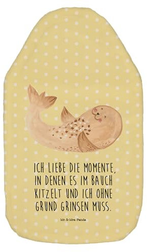 Mr. & Mrs. Panda Wärmflasche Robbe Liegen - Geschenk, lustige Sprüche, Freude, Kleine Wärmflasche, Bettflasche, Strand, Nordsee, Tiermotive, Gute