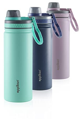 eppikan EppiSporty Edelstahl Thermosflasche Trinkflasche Isolierflasche Sportflasche Wasserflasche 530ml, 750ml Sport-Schul-Fitness-Outdoor-flasche mit Sportdeckel (Light Teal, 530 ml)