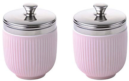 BIA - Lot de 2 pocheuses à œufs en Porcelaine Rose céladon avec Un Motif cannelé en Relief, ustensiles de Cuisine et cuiseur à œufs, dans Une boîte Cadeau.