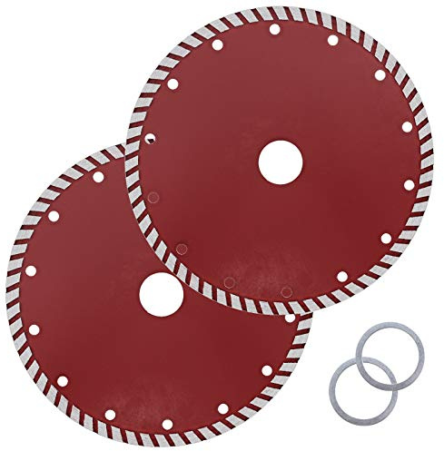Be In Your Mind 2Pcs Diamond Saw Blades 180x25.4x2.8mm Turbo Dry Wet Circular Saw Disc Cutting Blade7.5mm Segment Height for Granite Concrete Cement Masonry Block
