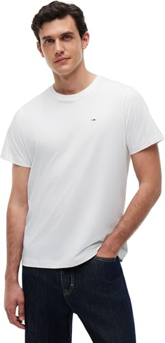 Tommy Jeans Tjm Slim Jersey C Neck Ext Dm0Dm09598, Top in Maglia a Maniche Corte, Uomo, Bianco (White), XS