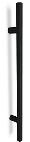 Oppali Schwarz Rostfreier Stahl 304 Haustür-Beschlag Stoßgriffe Ziehgriff | Stangen-Griff Durchmesser 25mm | Runden T-Bar | 50cm Gesamtlänge | Loch-zu-Loch Abstand 35cm |