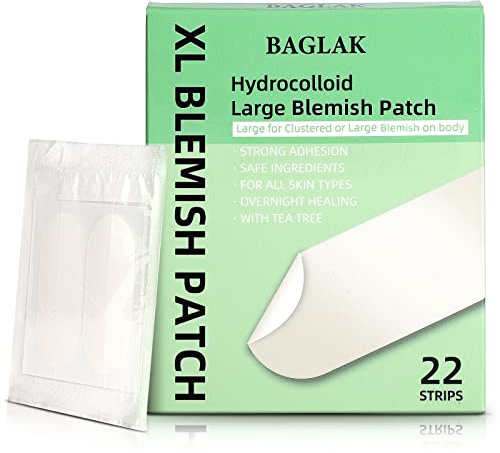BAGLAK Large Blemish Patches - 22 Strips, Hydrocolloid Spot Dots, Blemish Patches - Large Zit Breakouts - Zit Sticker Facial Skin Care Pimple Patches for Face