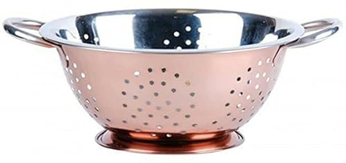 TRTO 1x Rose Gold Colander with Handles Drainer Pasta Stainless Steel Vegetables
