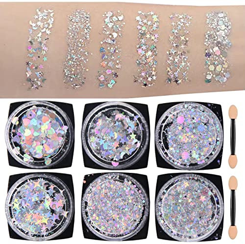 6 Farben Glitzer Make up füR Gesicht KöRper und Haare KöRper Glitzer Sequin füR Musik Festival Masquerade Party Clubs