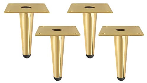 CHENCHEN96 Tischbeine aus Metall Gold Möbelfüße Gerade Konische Möbelbeine Eisen Sofafüsse Kabinettfüße Ersatz Bettfüße Stützfuß DIY Möbel Zubehör, 4 Stück (10cm/3.9in)