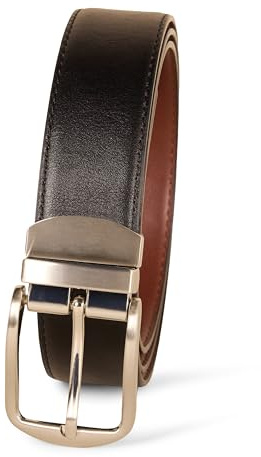 Amazon Essentials Men's Reversible Dress Belt, Black/Chestnut Brown, 42