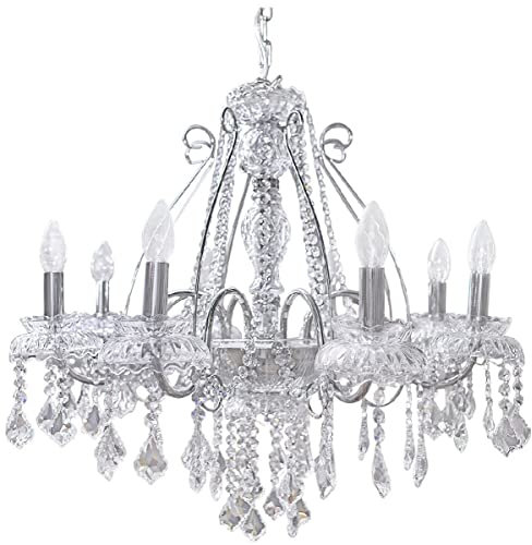 Casa Padrino Luxus Barock Kristall Kronleuchter Silber Ø 58 cm - Prunkvoller Wohnzimmer Kronleuchter im Barockstil - Hotel Kronleuchter - Barock Kristall Leuchten - Barock Interior