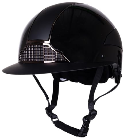 QHP Reithelm Miami Polo Visor Schwarz - 55-57 cm