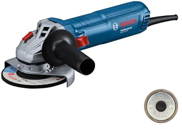Bosch Professional meuleuse angulaire filaire GWS 12-125 (Ø disque : 125 mm, 1 200 W, protection anti-redémarrage, écrou SDS, poignée auxiliaire, capot de protection, écrou de blocage, clé à ergots)