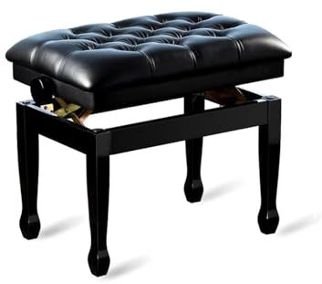 ZYJIX Klavierhocker 10 cm Höhenverstellbar – Solo-Keyboard-Bank Mit Gepolstertem Lederkissen – 60 X 40 X 50–60 cm – Schminktischhocker(Color:Schwarz)