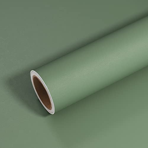 VEELIKE Papier Peint Vert Sauge Épaissir Papier Peint Adhesif Decoratif Salon 81 cm × 300 cm Adhesif pour Meuble Chambre Armoire Stickers Muraux Salle de Bain Papiers Peints Cuisine Lavable Mural