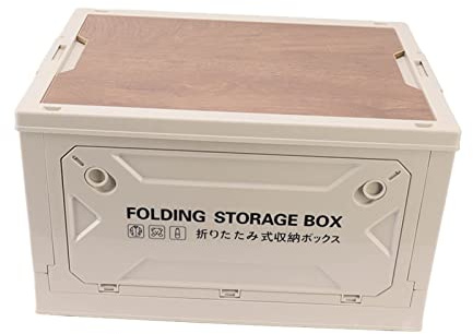 Ejoyous Aufbewahrungsbox mit Deckel, 50L, Grau-weiß, Faltbare Campingbox mit 5 Rollen für Auto Kofferraum