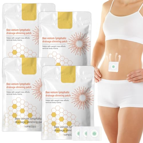 (4 Bag) Bienengift Lymphdrainage Schlankheitspflaster Bienengift Pflaster Bienengift Lymphdrainagepflaster Bienengift Lymphsalbe Sichere Materialien Mild Und Nicht Reizend