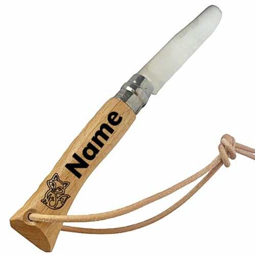 OPINEL Kindermesser mit Fuchsgravur und Lederband