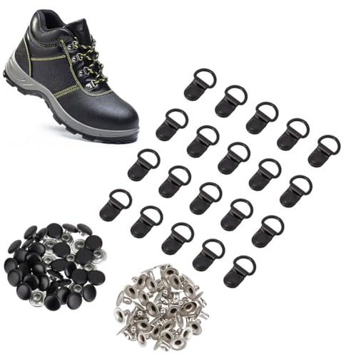 PH PandaHall Schnürhaken für Tibetische Stiefel Ösen Metallschnürhaken Schnalle D-Ring mit Nieten für Wanderschuhe Klettern