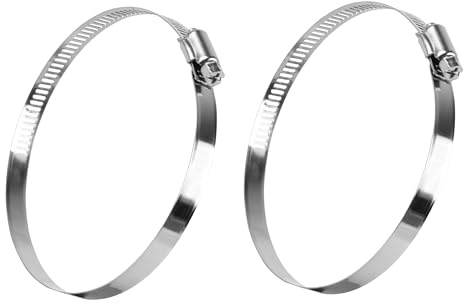 Teqooza Lot de 2 colliers de serrage de 12,7 cm en acier inoxydable - Diamètre réglable de 110 à 130 mm - Pour plomberie, sécheuse et aération, agriculture mécanique automobile