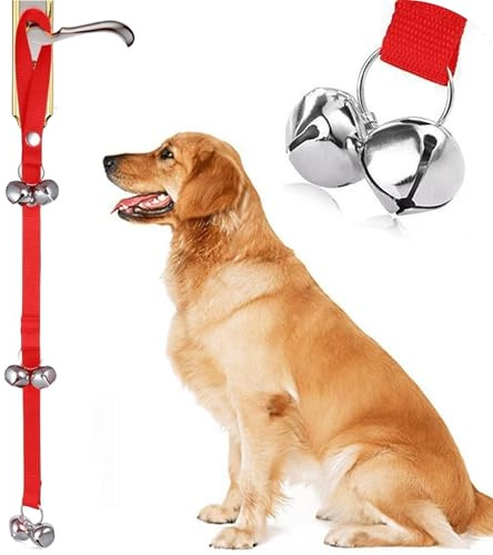 MINGZE Hund Türklingel Hund Glocken Toilettentraining Puppy, Interne Ausbildung Türklingel - Länge Verstellbare Hunde Türglocken (Rot)