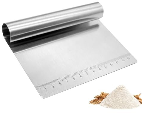 Dough Bench Scraper Bread Cutter Chopper Stainless Steel Pastry Scraper Multipurpose Cake Pizza Cutter Kitchen Flour Pastry Tool Metal Dough Scrapers Precise Scales for Bread Cutting (1)