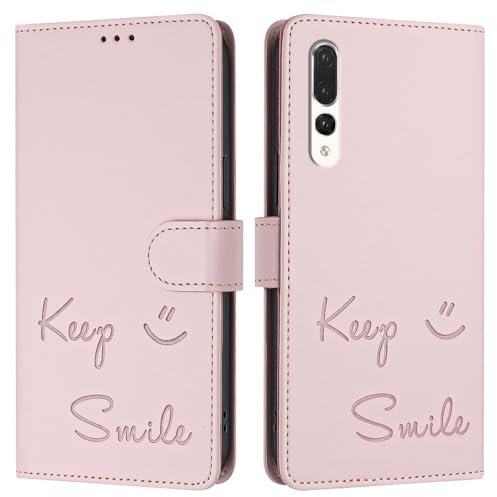 Handyhülle für Huawei P20 Pro Hülle Lächeln Muster Lederhülle Flip Handyhülle für Huawei P20 Pro mit Kartenfach Wallet Stoßfest Case Kompatibel mit Huawei P20 Pro Cover (2)