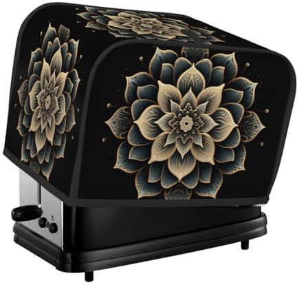 Toaster Cover 4 Slice Toaster Cover Flower Black Stain Resistant Kitchen Small Appliance Cover Machine Washable Women Gift