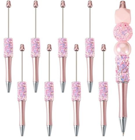 Boutigem 8 penne con strass incastonabili, penna con perla di diamante, penna a sfera in plastica con paillette a forma di stella per decorazione penna fai da te, cancelleria per scuola e ufficio