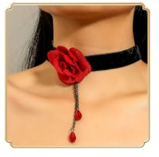 Dishowme Kristall Rose Blume Choker Halskette Vintage Strass Samt Blume Kragen Halskette Schmuck für Damen Frauen