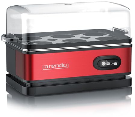 Arendo - Cuoci Uova Sixcook in Acciaio Inox - Bollitore per Uova con Funzione di Mantenimento Calore - capacità 1-6 Uova - Interruttore selettore a levetta con Spia
