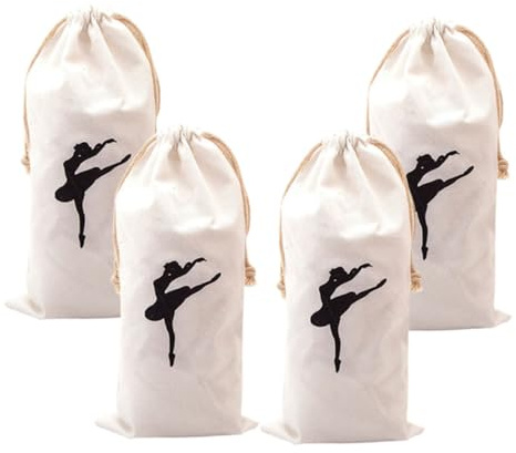 Anneome Ballettschuhtasche Beutel Aus Strapazierfähigem Canvas Mit Kordelzug 4 Stück Schwarz Für Damen Und Mädchen Ballett Tanz Zubehör Aufbewahrungstasche