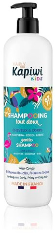 KAIRLY - Shampooing Tout Doux 2-en-1 KAPIWI Kids - Cheveux Bouclés & Corps - Nettoie, Hydrate & Aide au Démêlage - 500ml - 97% Naturel - Aloe Vera, Coco & Karité