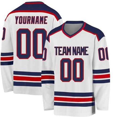 BOSSETY Personalisiertes Eishockey Trikot, Atmungsaktives Piqué-Mesh, Kinder/Erwachsene, Personalisieren Sie es mit Ihrem Namen/Team/Nummer (DE/NL/SE/PL, Alphanumerisch, Einheitsgröße, Standard, 1-D)
