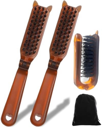 TPZORJX 2 Pezzi Spazzola Pieghevole per Capelli da Viaggio,Pettine a Setole con Sacchetto di Velluto,Mini Pettine Antistatico Portatile per Capelli per Capelli Ricci,Barba Maschile