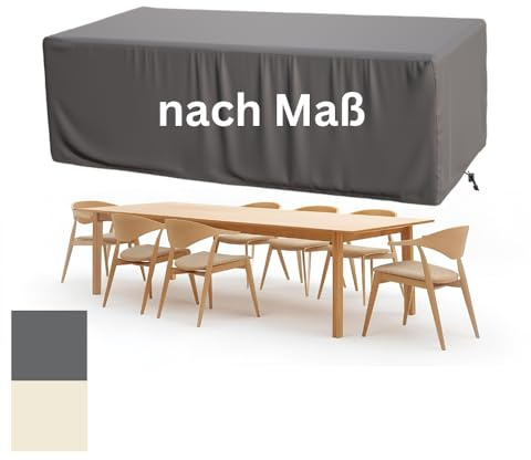 CoverMe Abdeckung Gartenmöbel nach Maß wasserdicht, atmungsaktiv, UV-beständig, Abdeckhaube&Abdeckplane für rechteckige/quadratische Objekte, Lounge-Sitzgruppen winterfest, Outdoor, dunkelgrau, beige