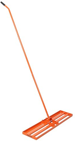 eSkde Lawn Leveller Rake with 3 Part Adjustable Handle, 76cm 91cm 106 cm Width, Orange, Heavy-Duty Steel Construction (30 x 10 / 76cm x 25cm)