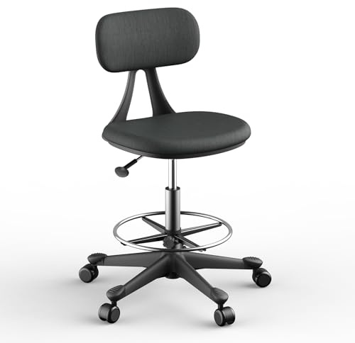 ERGO COLLECT Drafting Chair with Auto-Lock Gravity Wheel,Height Adjustable Standing Desk Chair,Tall Drafting Stool,with Back Support & Foot Rest,No Arms,for Studio,Lab,Office or Home