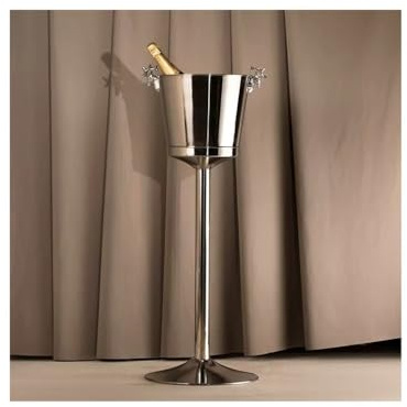 Seau à glace en acier inoxydable - Grand refroidisseur de vin sur pied - Refroidisseur de vin et cave avec seau à glace - Articles de bar de cuisine (doré)