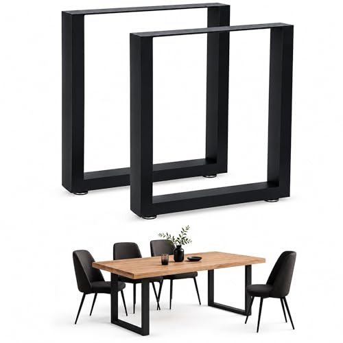 Mucola Tischkufen Set 90x72 cm aus Stahl – Schwarze Tischbeine im Industrial Design – Robustes Tischuntergestell inkl. Bodenschutz für Esstisch, Büro & Werkbank