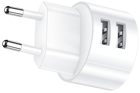 Adattatore Per Presa Usb, Caricatore Multiuso Alimentatore, Alimentatore Di Rete Usb Piatto 2 Porte, Caricatore Multiplo 5 V 2,1 A, Compatibile Con Prese Ip44 e Avvolgicavo, Per Smartphone,Tablet,Ecc