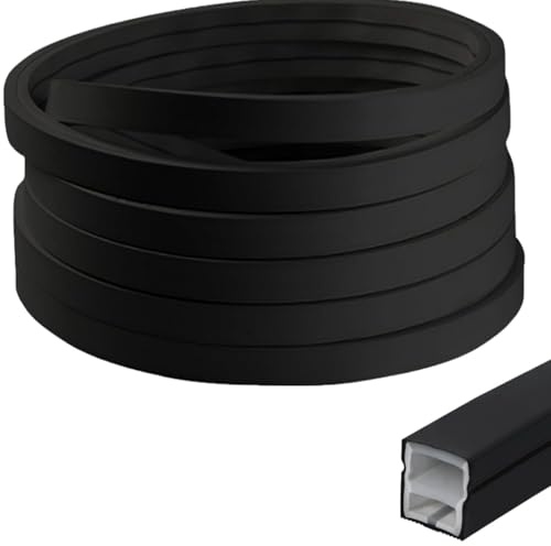 CiCixixi LED Silikon Profil, 5m Flexibles LED-Streifen Diffusor Kanal 12×12mm für Akustikpaneele mit Endkappen & Montageclips Wasserdicht Led Strip Abdeckung für Homogene Neonlicht, Schwarz