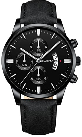 Générique Montre-Bracelet analogique à Quartz avec boîtier en Acier Inoxydable et Bracelet en Cuir pour Hommes Montre Enfant Digitale 6 Ans