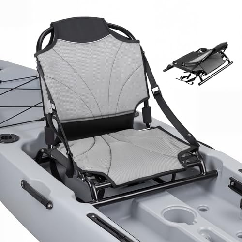 VEVOR Sedile per Kayak 1 pezzo Sedile con Schienale per Kayak Spessore Cuscino da 34 mm con Cinghie Regolabili Sedia con Schienale per Canoa Barca Telaio in Lega di Alluminio, Nero Grigio
