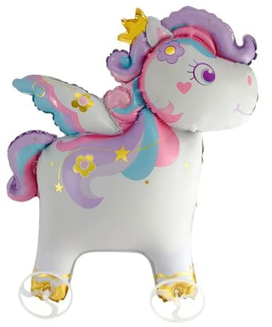 Gleemix Einhorn Luftballons Geburtstag Mit Räder Deko, 3D Einhorn Deko Geburtstagsdeko, Unicorn Schoole Helium Ballons, Folienballon Happy Birthday Ballon, Einhörner Birthday Girl, Einhorn Tortendeko