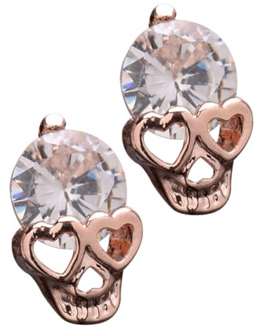 Boucles D'oreilles Tête de Mort avec Pierres Brillantes | Alliage, 1 Paire, Style Unique, Dîner et Quotidien, pour Amies et Petite Amie