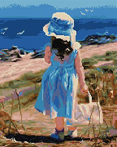 GMMH Diamond Vollbedeckung mit Holzrahmen Painting Set Bild 40 x 50 Diamant Malerei Stickerei Handarbeit Basteln Mosaik Steine Blumen Korb Haus am Bach (GJ566)
