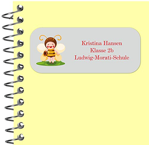 INDIGOS UG Adressaufkleber personalisiert - 56x23 mm - 052 - Biene - 99 Sticker selbstklebend - Namensaufkleber Kinder Schule - Etiketten, Briefe, Gegenstände, Ordner, Umschläge