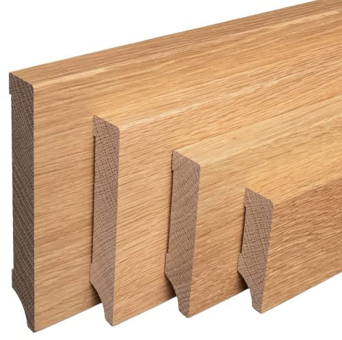 REESE Sockelleisten Weimarer Profil, Eiche, geölt, 100mm Höhe, 230 cm | Massivholz, 1 Stück / 2,3 lfm, Fußleisten modern, nicht selbstklebend