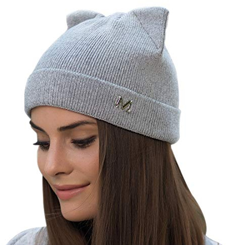 Yixda Damen Winter Strickmütze Warme Mode Beanie Mütze Katze Ohr Mütze