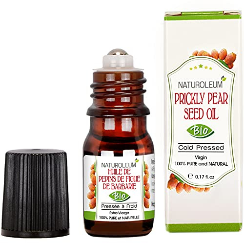 Naturoleum - Huile de Pépins de Figue de Barbarie Bio 100% Pure, Pression à Froid, Anti âge, Régénérante, Rides Peau Mature, Riche en Vitamine E, Visage, Flacon Verre Roll-on 5 ml