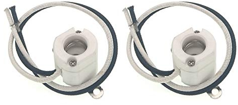 E11 Mini-Candelabra Base Ceramic Bulb Holder Lampholder, TWDRTDD Mini Can E-11 Base Porcelain Halogen Lamp Holder Socket With 8'' Wire Leads (2-Pack, SizeA)